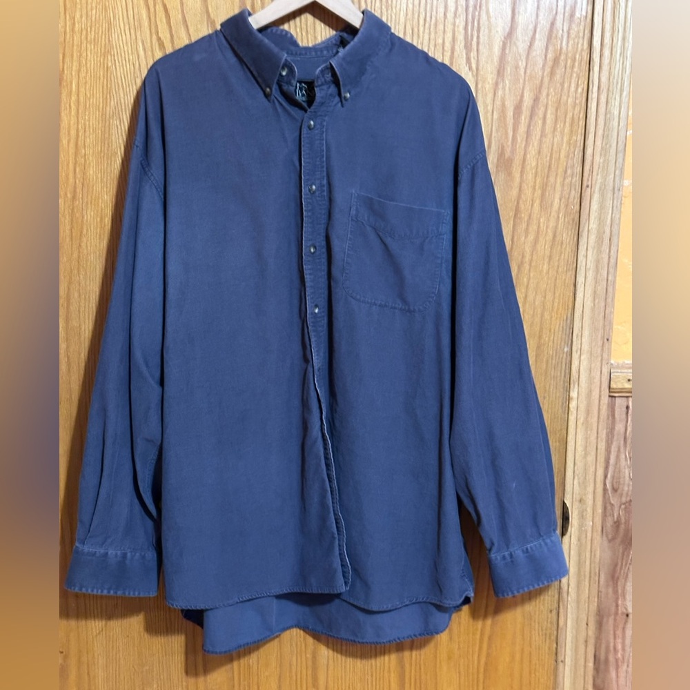 Jos A‎ Banks men’s light corduroy button down shirt sz XXL blue grey